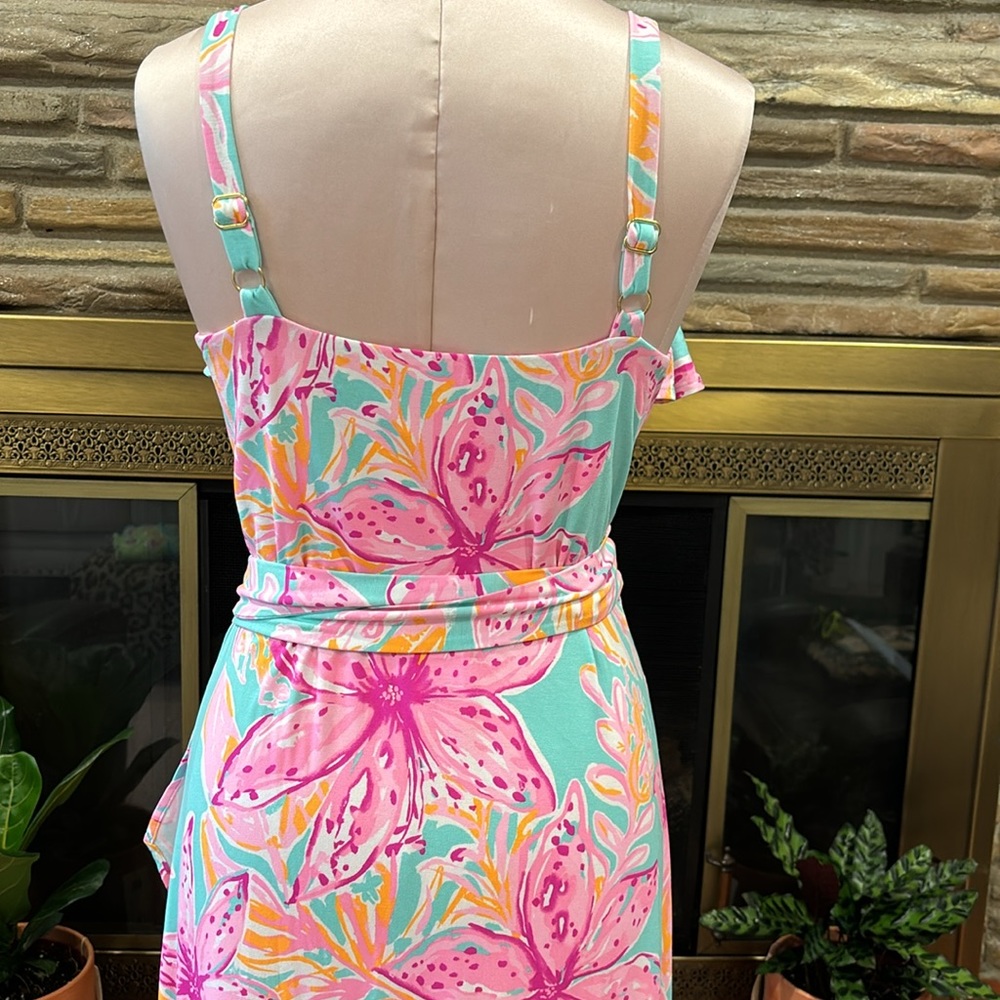 Lilly Pulitzer Fontaine Wrap Dress. Surf Blue Bonita Blooms Size Medium NWT - Picture 6 of 9